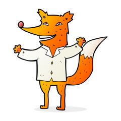 cartoon happy fox wearing shirt