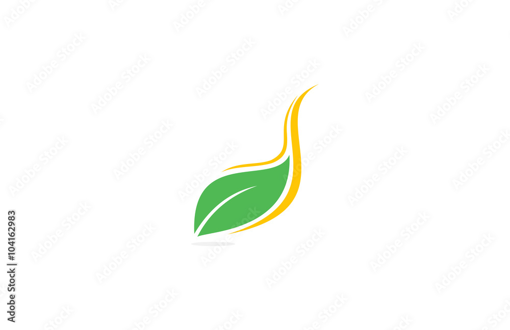 Sticker green leaf logo