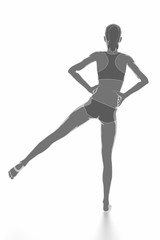 Fitness and stretching on white isolated - warm up concept