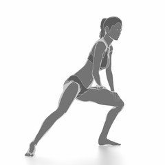Fitness and stretching on white isolated - warm up concept