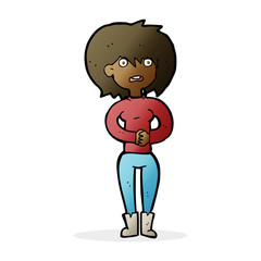 cartoon worried woman