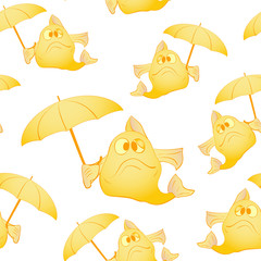 Yellow fish with umbrella