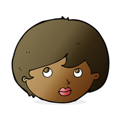 cartoon female face looking upwards