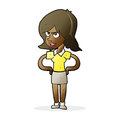 cartoon annoyed woman with hands on hips