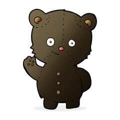 cartoon waving black bear cub