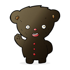 cartoon waving black bear cub