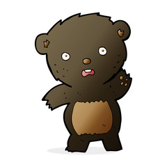 cartoon waving black bear cub