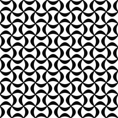 Monochrome abstract seamless curved shape pattern 