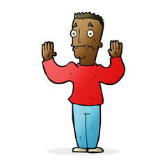cartoon man surrendering