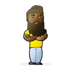 cartoon serious man with beard