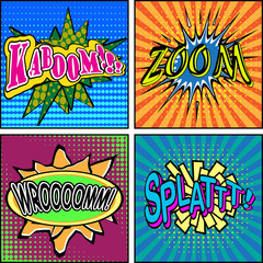 Set of comic sound effects. Pop art style. Vector illustration.