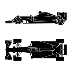 Foto op Plexiglas Silhouette of a racing car isolated on white background. Top view and side view. Vector illustration © klerik78