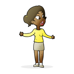 cartoon pretty woman explaining something