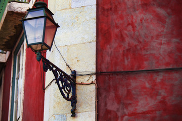 Typical metal street lamp at Lisbon (Portugal).