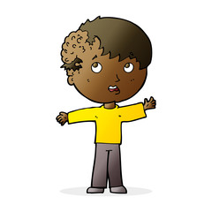 cartoon boy with growth on head