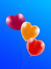 Fototapeta na wymiar image of multi colored balloon on a blue background