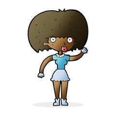 cartoon woman waving