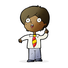 cartoon schoolboy answering question