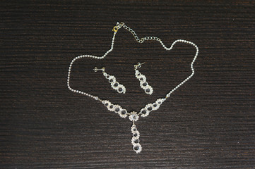 Fototapeta na wymiar Silver Necklace and Earrings