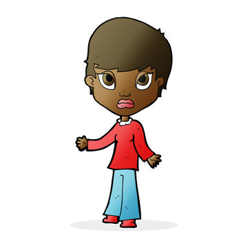 recommend clip art: cartoon woman shrugging shoulders