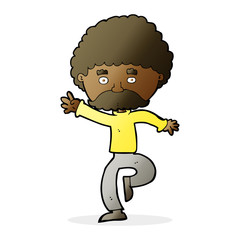 cartoon mustache man disco dancing