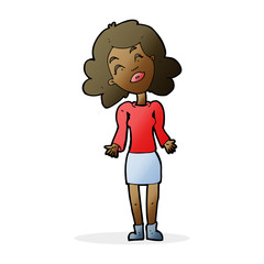 cartoon woman shrugging shoulders