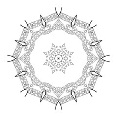 Obraz premium Black ornamental mandala on isolated white background