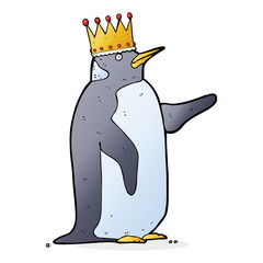 cartoon penguin wearing crown