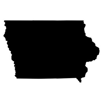 Iowa black map on white background vector