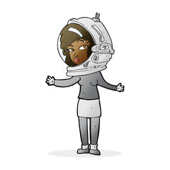 cartoon woman wearing astronaut helmet