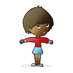 cartoon woman with open arms