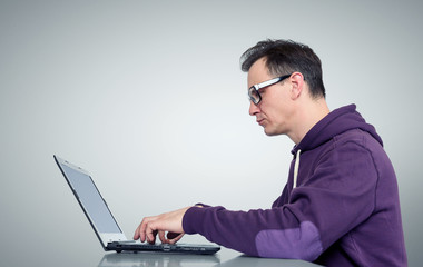 Programmer with laptop