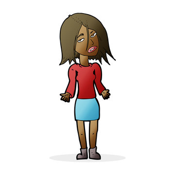 recommend clip art: cartoon woman shrugging shoulders