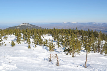 Amazing winter view from the top of Zuratkul mountain ridge, South Ural, Russia
