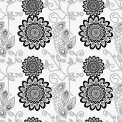 Floral ornament in black and white.