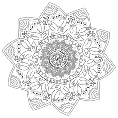 Circular abstract pattern of different elements.