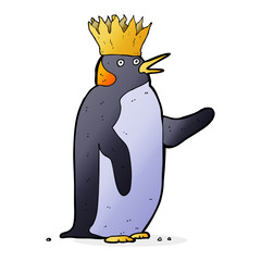 cartoon emperor penguin waving