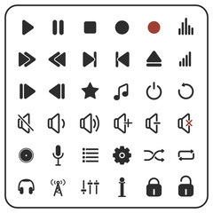sound player buttons, audio icons