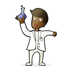 cartoon happy scientist