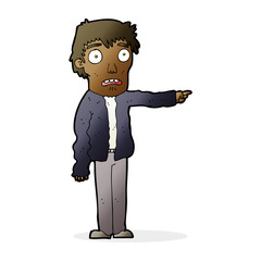 cartoon terrified man pointing