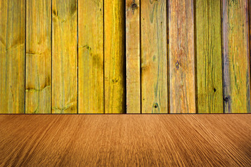 Yellow wood backdrop, background for product design / text.