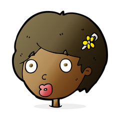 cartoon surprised female face