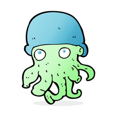 cartoon alien head wearing hat