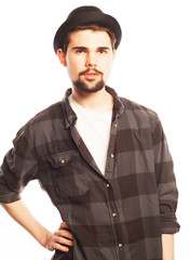 Young man  wearing black hat