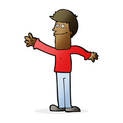 cartoon happy man waving