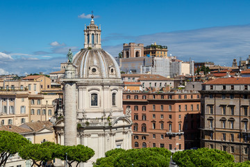 Fototapeta na wymiar Rome View with Column and Dome