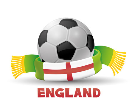 Green scarf with the flag of England and soccer ball