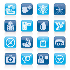 Zika Virus pandemic icons - vector icon set