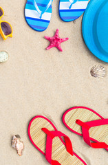 Beach background view top gadgets tourist