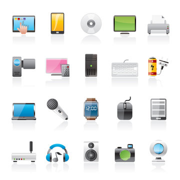 home electronics and personal multimedia devices icons - vector icon set